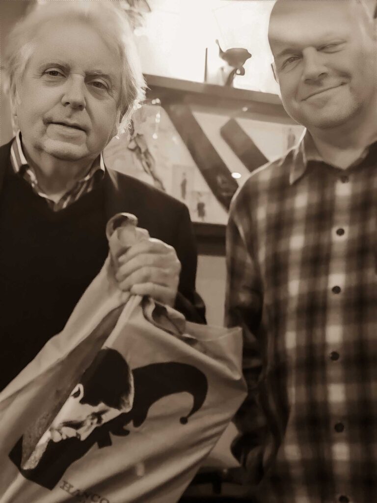 Artist Keith Page and writer Stephen Walsh at the launch of Hancock - The Lad Himself